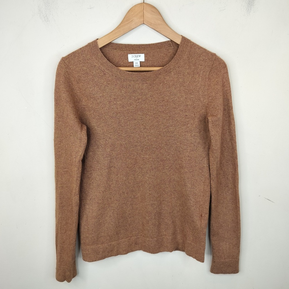 J.Crew Teddie Sweater XS Cotton Merino Wool Blend Classic Preppy Brown
